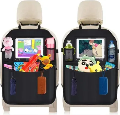 Produktbild von Auto-Organizer, 2-teiliger Rücksitzschutz, Kindersitzschutz mit transparentem iPad-Fach und mehr