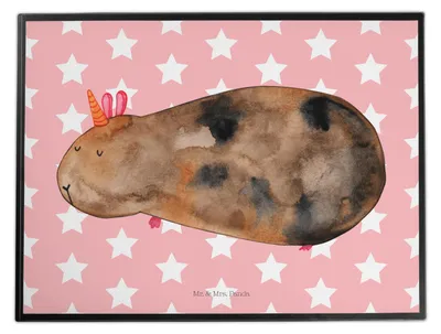 Produktbild von Mr. & Mrs. Panda Schreibtischauflage Einhorn Meerschweinchen - Rot Pastell - Geschenk, malunterlage, Meerschwein, Meerhörnchen, tischpad, Unicorn, schreibtischunterlage
