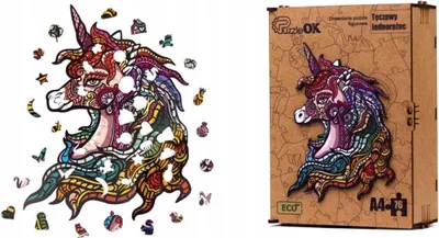 Immagine prodotto di Puzzle di legno - ECO - Unicorno arcobaleno A4 PuzA4-00701