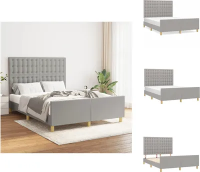 Produktbild von vidaXL Bettgestell mit Kopfteil Hellgrau 140x200 cm Stoff -  Betten & Bettgestelle