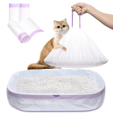Immagine prodotto di Sacchetti per lettiera per gatti Elzrghs, confezione da 30 pezzi, con coulisse, più spessi e resistenti alle perdite