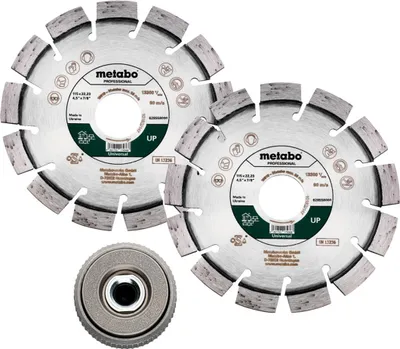 Produktbild von Metabo Set: 2xDiamanttrennscheibe 115x22,23mm, UP+ 1xQuickspannmutter M 14