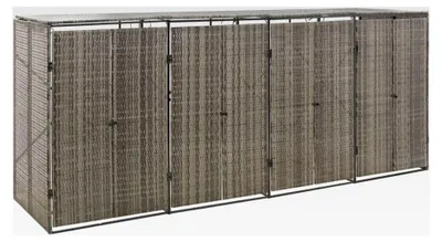 Produktbild von Mülltonnenbox für 4 Mülltonnen aus Poly Rattan in Grau