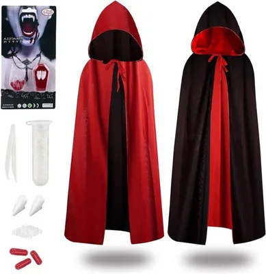 Vampir Kostümset mit Wendecape für Halloween, Karneval und Partys für Damen