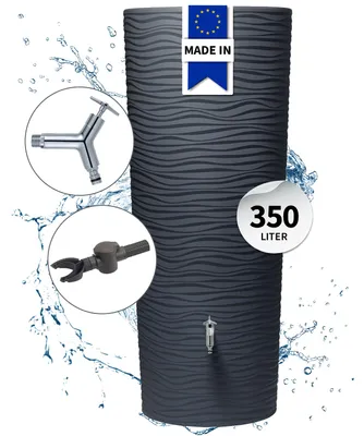 Productafbeelding van GARANTIA NATURA 2in1 regenton compleet set 350 L graphite grey incl. Design chroom-uitloopkraan en regenpijp aansluiting