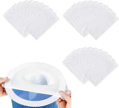 Produktbild von 30 Stück Poolfilter-Sokken - Fines Nylon - Recycelbar - Staubdicht - Poolreinigung - Skimmernet - Skimmer Tas - Pool Skimmer Socken - Weiss
