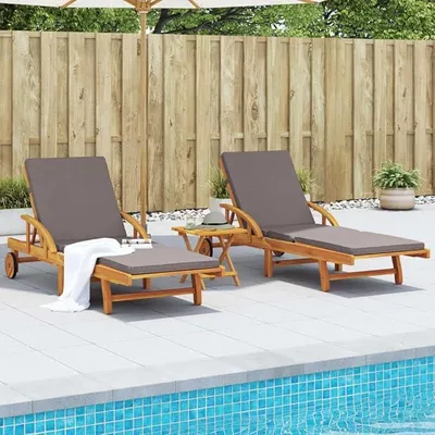 Produktbild von Sonnenliegen 2 STK. mit Auflagen 200x68x83 cm Massivholz Akazie, Gartenliege, Liegestuhl, Sonnenstuhl, Sonneninsel Outdoor, Liegen, Gartenmöbel, Bäderliege, Relaxliege - 3206373