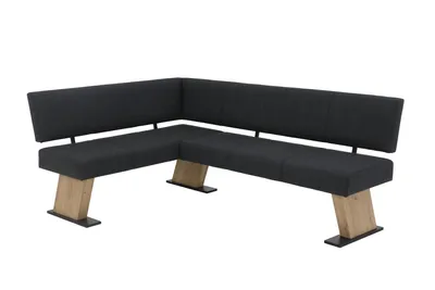 Produktbild von Hela Tische, Eckbank Sitzecke Lyon, langer Schenkel rechts, Bezug Webstoff Anthrazit, Holzfüße Nachbildung Artisan Eiche,Komfortsitz Federkorb,Maß 150x210cm