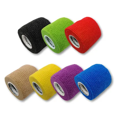 Produktbild von LisaCare Fingerpflaster - 5cm x 4,5m - Pflasterverband LATEXFREI - 7er Set Farbmix - Kohäsive Bandage