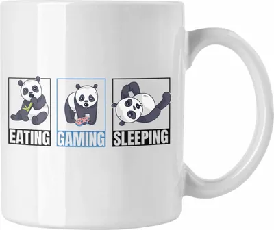 Produktbild von Trendation - Lustige Panda Tasse Geschenk Gamer Gaming Zocker Geschenkidee für Jungs (Weiß)