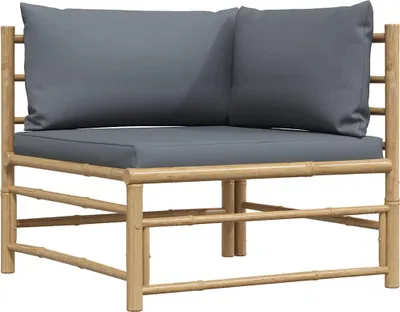 Produktbild von "im Angebot" Garten-Ecksofa mit Dunkelgrauen Kissen Bambus  - Stapelsessel CC5736