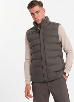 Produktbild von Ombre Clothing Herrenweste Sible Olivenmelange S/M