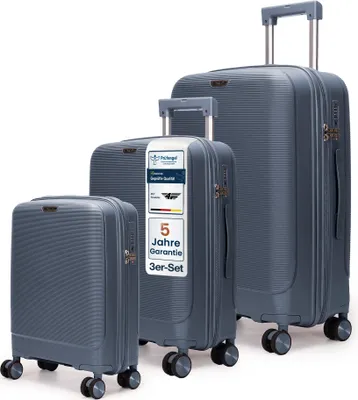 Produktbild von 4FLY Hartschalen Koffer Set 3-teilig (M, L, XL) - mit TSA Schloss, 4 Doppelrollen und Teleskopgriff, Blau
