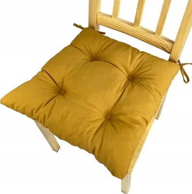 Produktbild von Stuhlkissen, Trapezförmiges Stuhlkissen, Sitzkissen, Senffarbe, 40x35x40x8 cm, Kissen für Heimstühle und Gartenmöbel, Gartenkissen,
