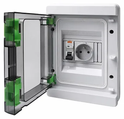 Productafbeelding van Schuko-stopcontact met veiligheidsschakelaar, IP65, waterdicht, 16 A, 230 V, voor binnen en buiten