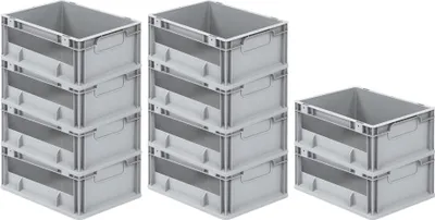Produktbild von SuperSparSet 10x Eurobox NextGen Insight | HxBxT 17x30x40cm | 16 Liter | Seite offen | Eurobehälter, Transportbox, Transportbehälter, Stapelbehälter