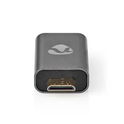 Produktbild von Nedis HDMI -Adapter - HDMI Mini Stecker / HDMI Stecker - HDMI Ausgang - Vergoldet - Gerade - Aluminium - Gun Metal Grau - 1 Stück - Verpackung mit Sichtfenster