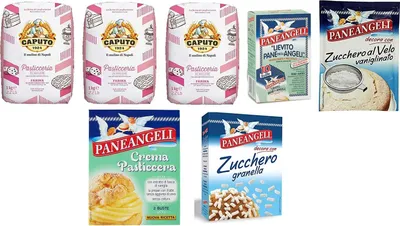 Produktbild von Testpaket Pasticceria Caputo Paneangeli Bäckereiprodukte Gebäckprodukte Mehl - Kuchencreme - Vanille Puderzucker - Kornzucker - Vanillehefe 7 Stücke 100% Italienische Produkte