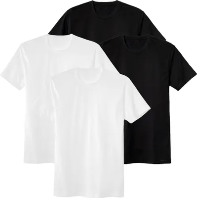 Produktbild von CALIDA Herren T-Shirt, 4er Pack - Natural Benefit, Rundhals-Ausschnitt, 100% Baumwolle Weiß/Schwarz XL (56)