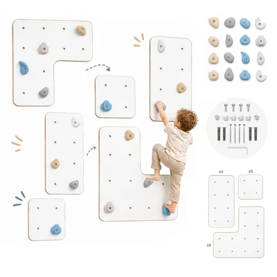 Produktbild von MAMOI ® Kletterwand für Kinder, modulare Kletterwand für das Kinderzimmer, Holz-Kletterwand für den Innenbereich