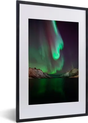 Produktbild von MuchoWow® MuchoWow® Gerahmtes Poster Nordlichter - Berge - Norwegen 40x60 cm - Poster mit zchwarzem Bilderrahmen - Poster in Rahmen