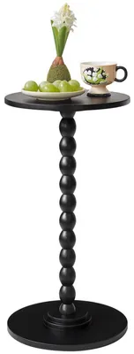 Image de Table d'appoint ronde, pieds en bois massif, noire, 30x30x55 cm