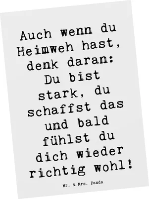 Produktbild von Mr. & Mrs. Panda Postkarte Spruch Heimweh überwinden - Weiß - Geschenk, Vertrauem, inspirierend, Trost, trösten, Zuversicht, Zuhause, Mut, Grußkarte, Postkarten