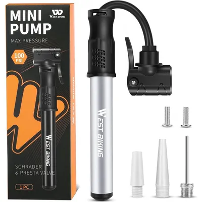 Obrázok produktu pre Mini pumpička na bicykel z hliníka, vhodná pre všetky ventily, prenosná, rýchla, vhodná pre horské bicykle, cestné bicykle a nafukovanie lôpt