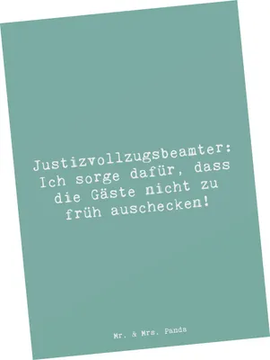 Produktbild von Mr. & Mrs. Panda Postkarte Spruch Justizvollzugsbeamter Spaß - Meeresbrise - Geschenk, Geschenke für Berufstätige, einzelkarte, Berufsalltag, Ansichtskarte, Beruf, Berufe