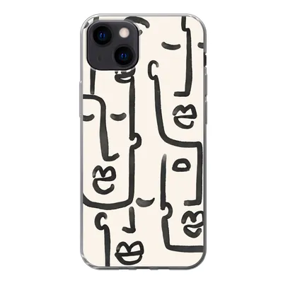Produktbild von MuchoWow® Handyhülle Schutzhülle Hülle für iPhone 13 Muster - Abstrakt - Linienkunst Silikon Softcase Handy Hülle - Karteninhaber