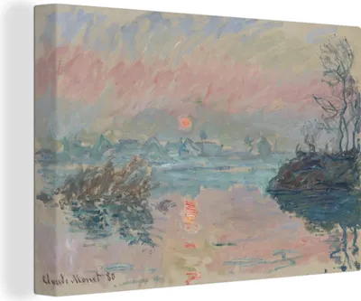 Produktbild von OneMillionCanvasses® - Leinwandbilder - 150x100 cm, Sonnenuntergang an der Seine in Lavacourt - Gemälde von Claude Monet, Wandbilder Kunstdruck Wanddekoration - Foto auf Leinwand -