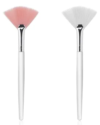 Produktbild von TRANKIELO® - 2 Stück Fächerpinsel für Kosmetik, 15 cm - weicher Pinsel für das Gesicht - vielseitig einsetzbar - hautverträglich