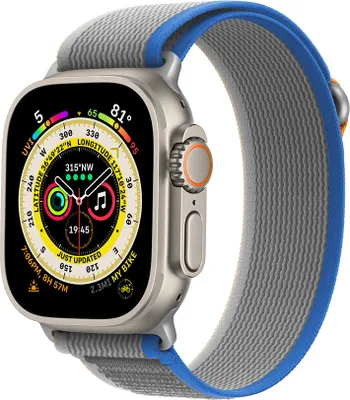 Produktbild von Apple Watch Armband Cubenest Trail Loop Grau mit Blauw - 42/44/45/Ultra 49 mm