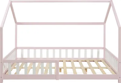 Produktbild von Hausbett ‘Hesel’ für Kinder mit Rausfallschutz Lattenrost 120 x 200 cm Rosa