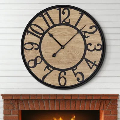 Image de Horloge mural design, avec métal et bois, idéal pour les salons