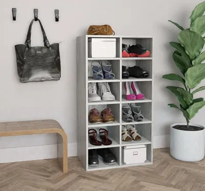 Produktbild von "im Angebot" Schuhregal Betongrau 54x34x100,5 cm Holzwerkstoff - Schuhregale CC20513