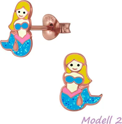 Produktbild von Kinderohrstecker: Mädchen Ohrringe Silber „Meerjungfrau mit Glitzer“ Modell 2