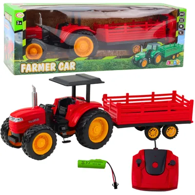 Image de Tracteur agricole Avec Remorque Télécommandé Rc Rouge
