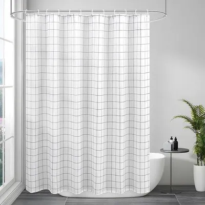 Obrázok produktu pre Sprchová záves s kosoštvorcovým vzorom, vodovzdorná, 183 x 198 cm, čierno-biela