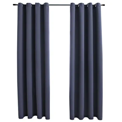Produktbild von vidaXL Verdunkelungsvorhänge mit Metallösen 2 Stk. Anthrazit 140x175cm