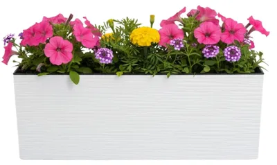 Obrázek produktu pro HowHomely | Květináč – květinový květináč – bílý – 56 x 19 cm – obal na květináč – rýhovaná struktura – dekorativní