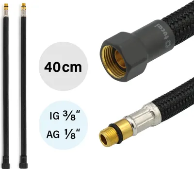 Immagine prodotto di 2x tubo flessibile DN8 IG 3/8"-M10x1 400mm nero e nero opaco