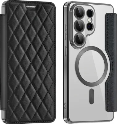 Image de Coque de téléphone portable MagSafe pour Samsung Galaxy S26 Ultra 5G Protection RFID Rhombus Noir