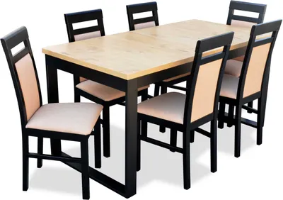 Produktbild von Modernes Esstisch Tisch Holz Esszimmer Garnitur 6x Stühle Set 7 tlg. Set