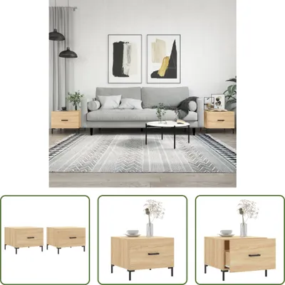 Produktbild von The Living Store Couchtische 2 Stk. Sonoma-Eiche 50x50x40 cm Holzwerkstoff