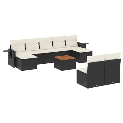 Produktbild von 10-tlg. Garten-Sofagarnitur mit Kissen Schwarz Poly Rattan