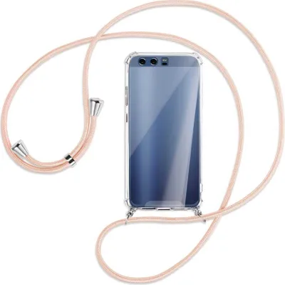 Produktbild von Handykette Backcover-Schutzhülle mit Band (Metall silberfarben) für Huawei P10 - rose peach