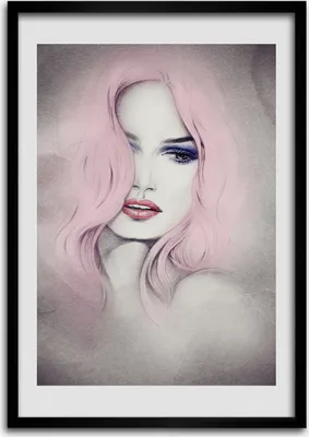 Produktbild von Bild - Bilderrahmen - 50 cm x 70 cm - MDF - Rahmen - Wandkunst Abstraktion einer Frau