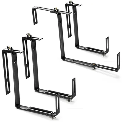 Produktbild von com-four® 4x Blumenkastenhalter für Balkon-Brüstungen und Geländer - flexible Befestigung aus Metall für Pflanzkästen - 2-fach verstellbar - ohne Bohren