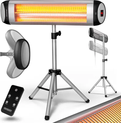 Immagine prodotto di MONZANA® Stufa Elettrica a Infrarossi  MZH2500 2500W Treppiede 110-175cm Telecomando  Timer 24h Riscaldamento Esterno